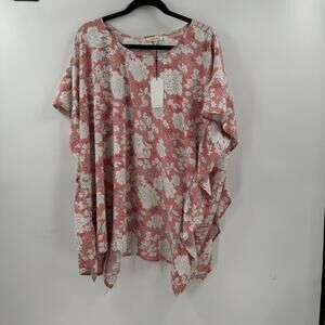 NWT Cotton Bleu pink and white floral blouse